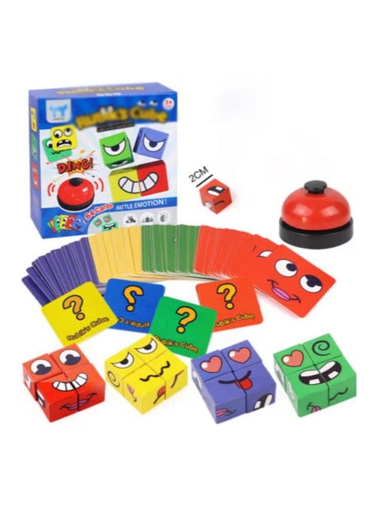 Arabest Children's Face Expression Cube, Fun Parent-Child Table Games, Early Education Puzzle Block Toys, Educational Desktop Interactive Games - Image 1